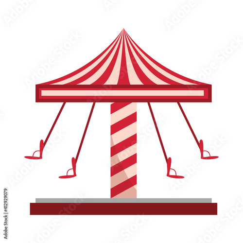 amusement park swing carousel ride carnival flat design