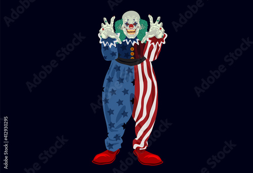 Halloween clown monster costume vector illustration