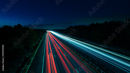 Light Trails on a motorway at dusk