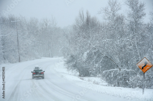 Snowy Curvy Wintry Road Driving © John Alphonse