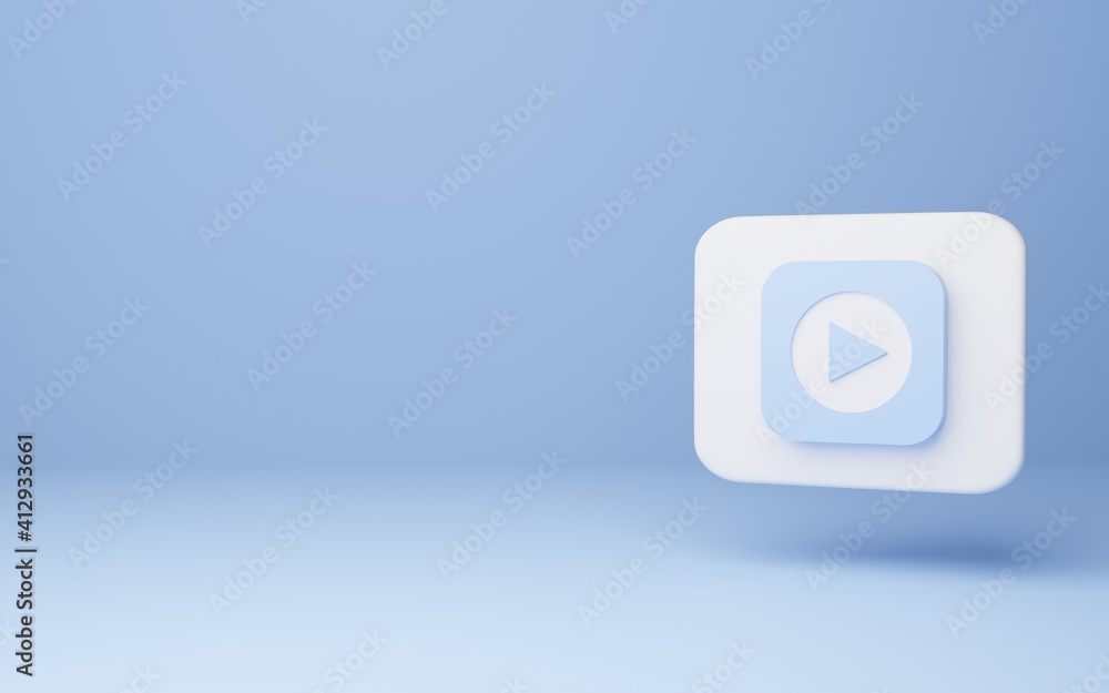 Video Play Icon with blue background. 3d rendering Video Play Icon with blue background. 3d rendering
