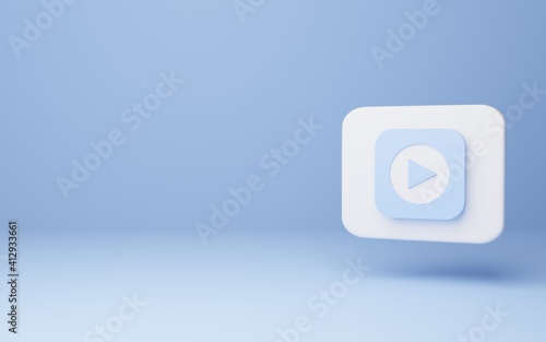 Video Play Icon with blue background. 3d rendering