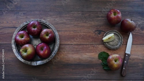 Food background. Still life with apples
