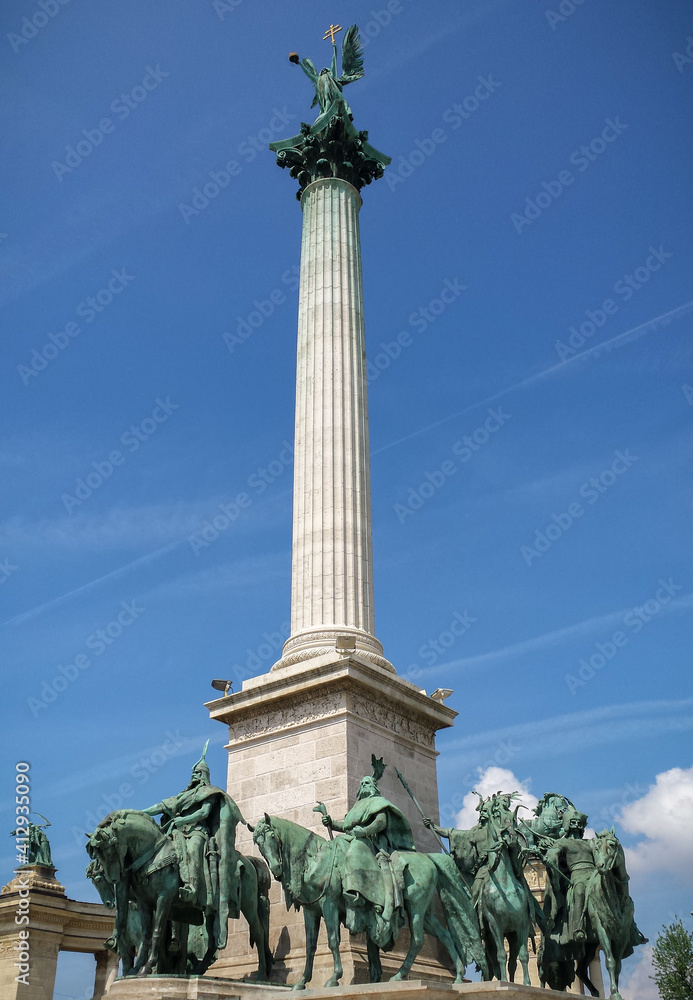 Statue in Budapest city, Heroes square.