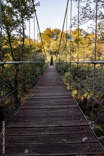 Walk through the suspension bridge of calvelo and its surroundings in pontevedra.