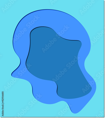 Vector abstract portrait, head shape in paper cut