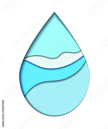 vector water drop in paper cut style