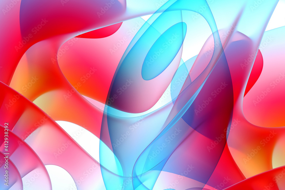 3d render of abstract art fashion 3d background with part of surreal organic curve round wavy elegance meta substance of spherical alien flower sculpture in blue and red matte glass gradient color 3d render of abstract art fashion 3d background with part of surreal organic curve round wavy elegance meta substance of spherical alien flower sculpture in blue and red matte glass gradient color