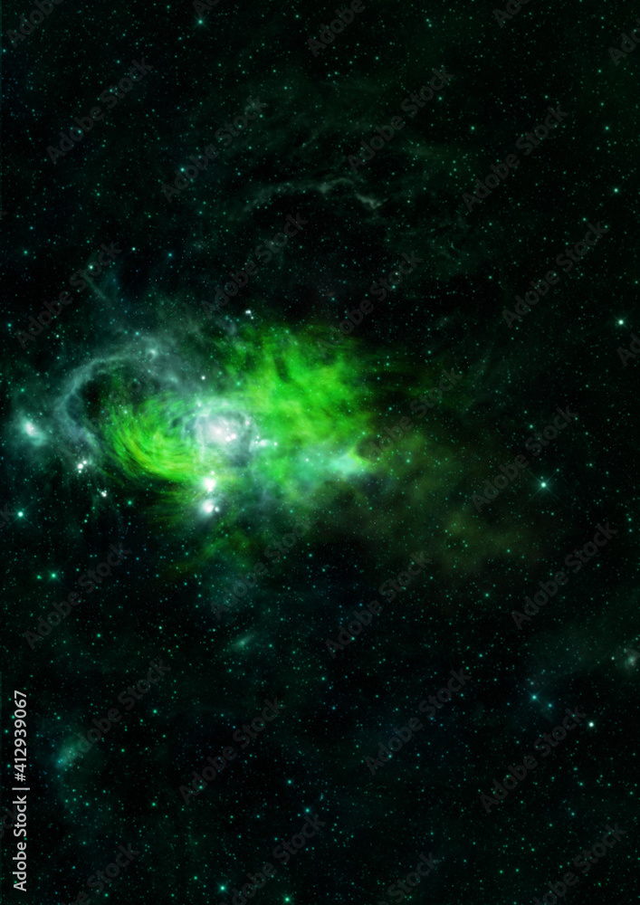 Being shone and star field against space. Being shone and star field against space.