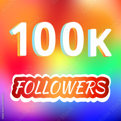 100k followers greeting card poster colorful background 