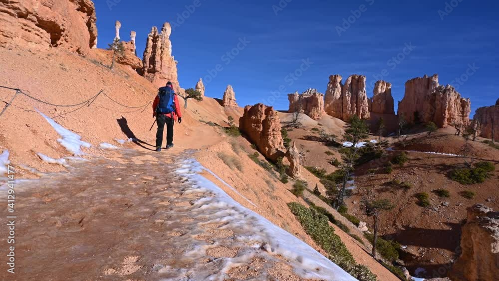 Hiker at Bryce Canyon National Park Hiker at Bryce Canyon National Park