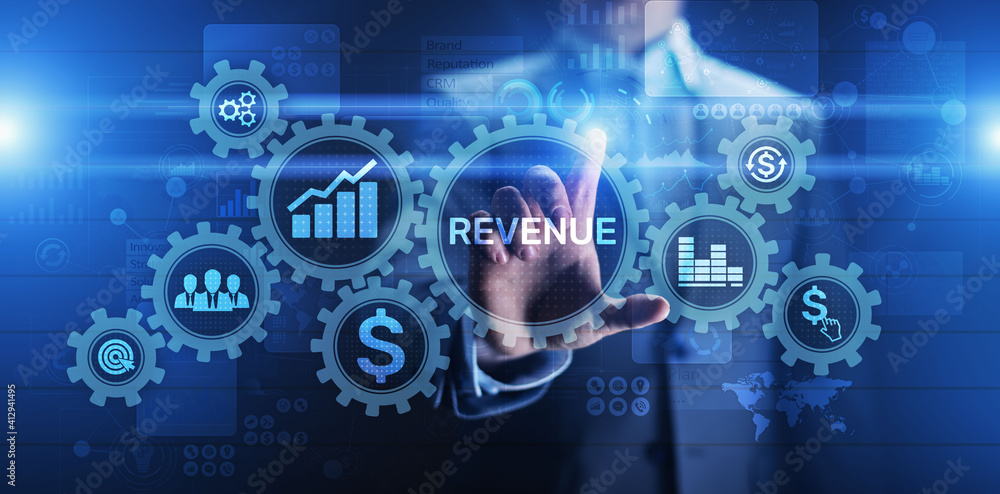 Fototapeta premium Revenue Increase sales financial growth business concept on virtual screen.