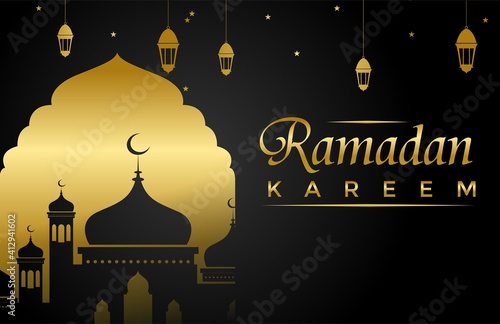 Elegant Ramadan Kareem Black Golden Background