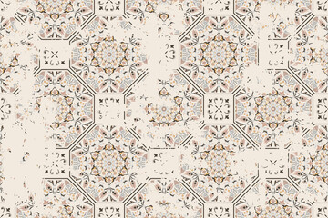 Papier peint photo Style vintage patrons Azulejos patchwork vintage portugais coloré  © psk55
