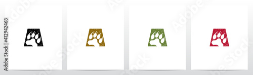 Paw Print With Claws On Letter Logo Design A
