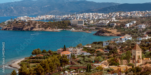Fototapeta Naklejka Na Ścianę i Meble -  View of Crete's Northern Coast with Agios Nikolaos in the distance.