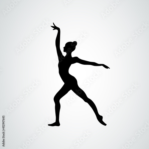 Creative silhouette of gymnastic girl. Art gymnastics dancing woman, vector illustration