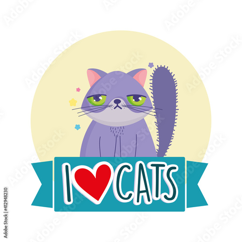 I love cats, cranky cat pet feline cartoon