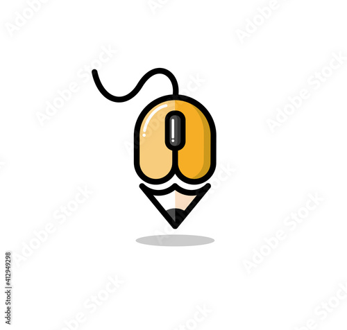 mouse and pencil Graphic Design icon. Simple element from design technology collection,online art vector