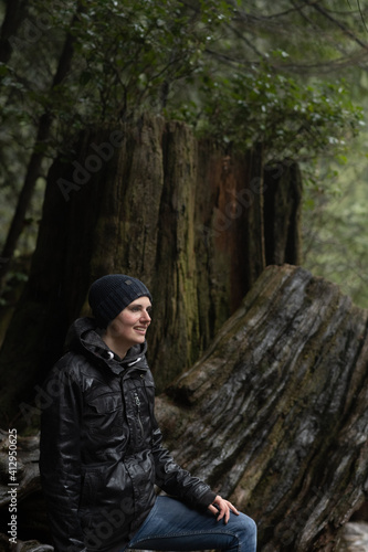 Woman in the forest adventure 