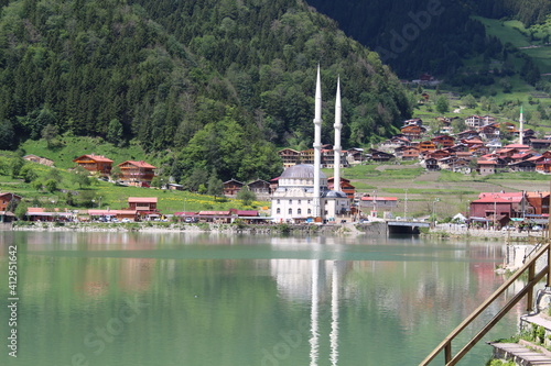 mosque and lake in trabzon uzungöl