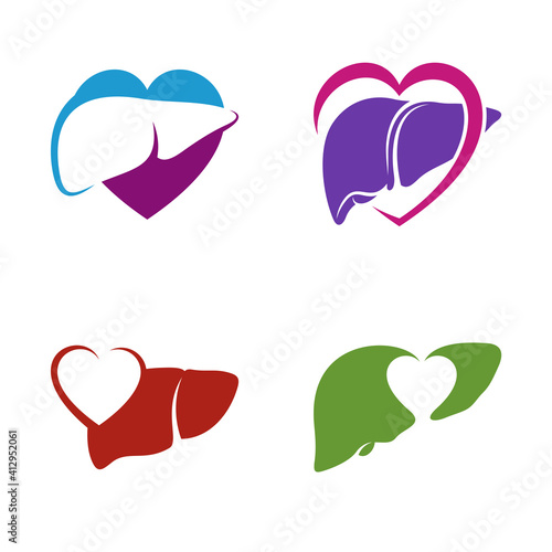 Set of Liver with love logo vector template, Creative Liver logo design concepts