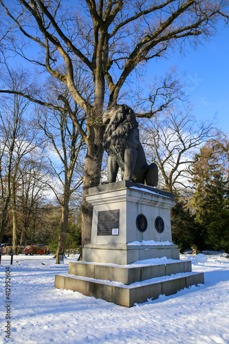 Idstedt Löwe auf dem alten Friedhof in Flensburg im Winter