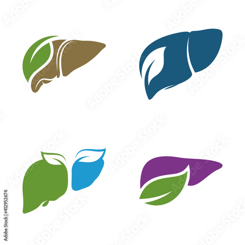Set of Liver with Leaf logo vector template, Creative Liver logo design concepts