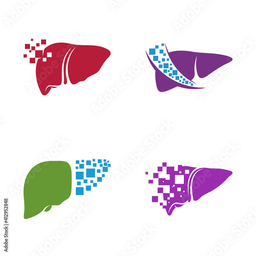 Set of Liver with Pixel logo vector template, Creative Liver logo design concepts