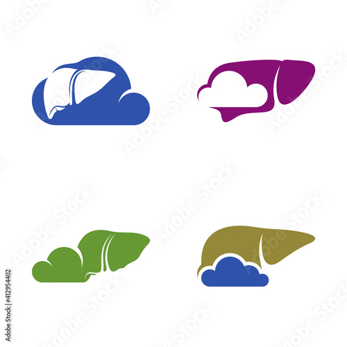 Set of Cloud Liver logo vector template, Creative Liver logo design concepts