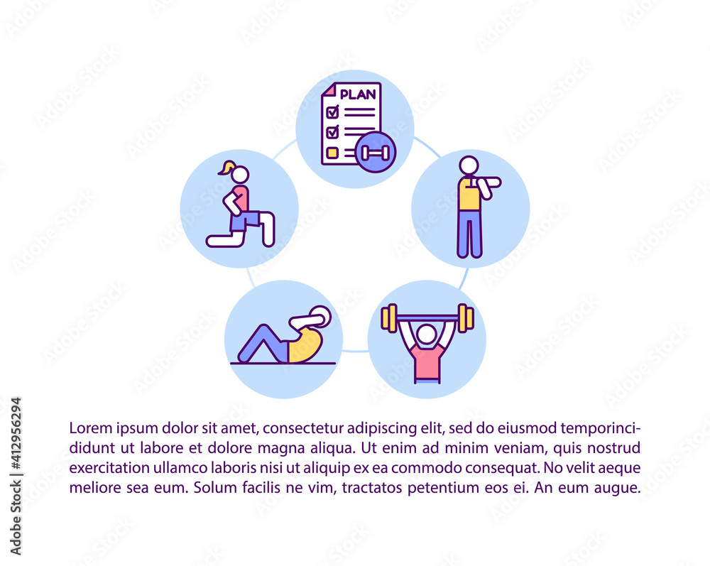 Choose a workout plan concept icon with text. Create best way for yourself to get stronger body. PPT page vector template. Brochure, magazine, booklet design element with linear illustrations