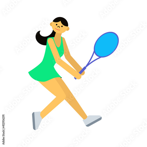 tennis player, female athlete in green clothing