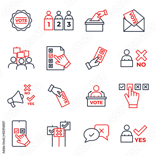 Set of Voting and Elections Icon. Electronic voting pack symbol template for graphic and web design collection logo vector illustration