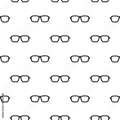 Seamless pattern with black Hipster Glasses. Unisex sunglasses texture.