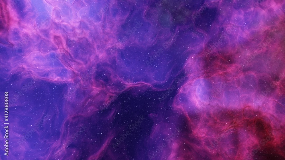 colorful space background with stars, nebula gas cloud in deep outer space, science fiction illustrarion 3d render