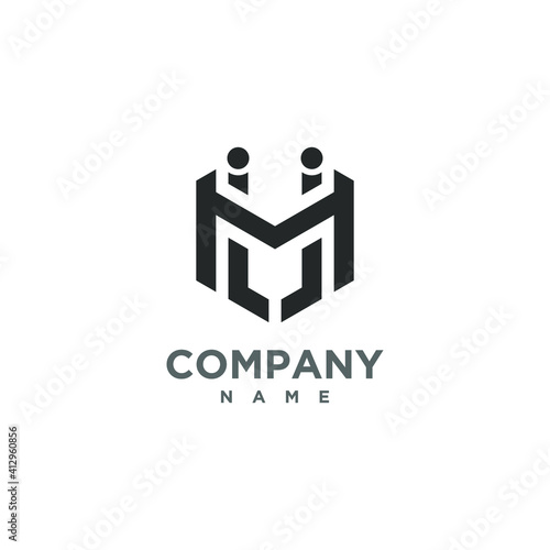 icon (M), logo (M) and (J) , clean logo and highly competent on industry and technology, simple and fun concept, depicting trust and strength.