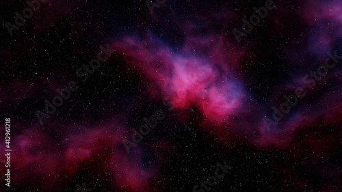 colorful space background with stars, nebula gas cloud in deep outer space, science fiction illustrarion 3d render