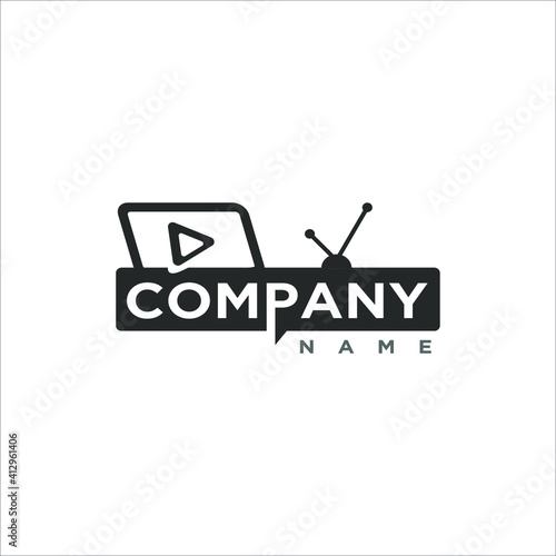 news media emblem, for tv station company, or video maker, as watermark and company icon.