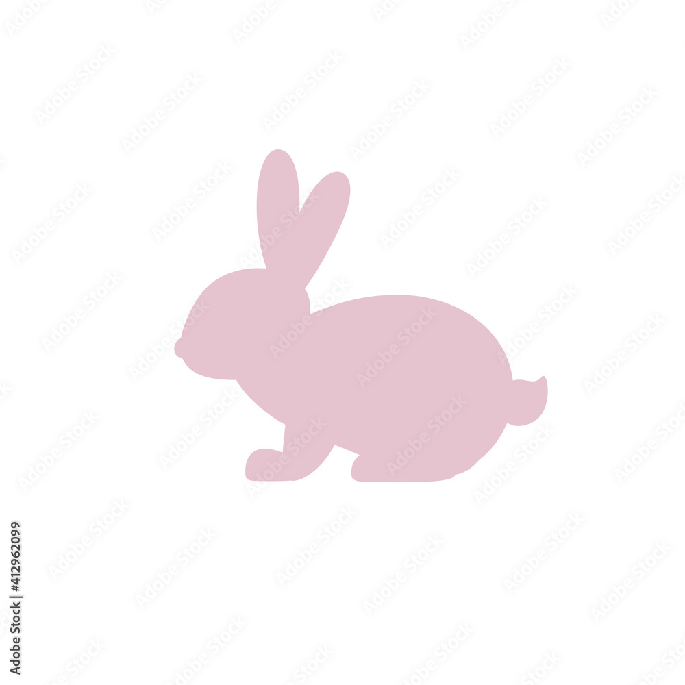 Obraz premium Vector icon with rabbit. Pink rabbit on white background. Easter bunny.