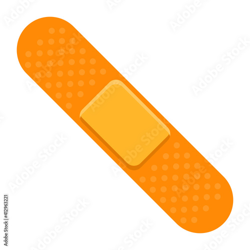 Adhesive plaster bandage.Medical plaster.First aid band.Wound plasterer or bandaged patch.Vector flat illustration.