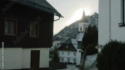 A View of the sleepy village Puergg in the austria alps photo