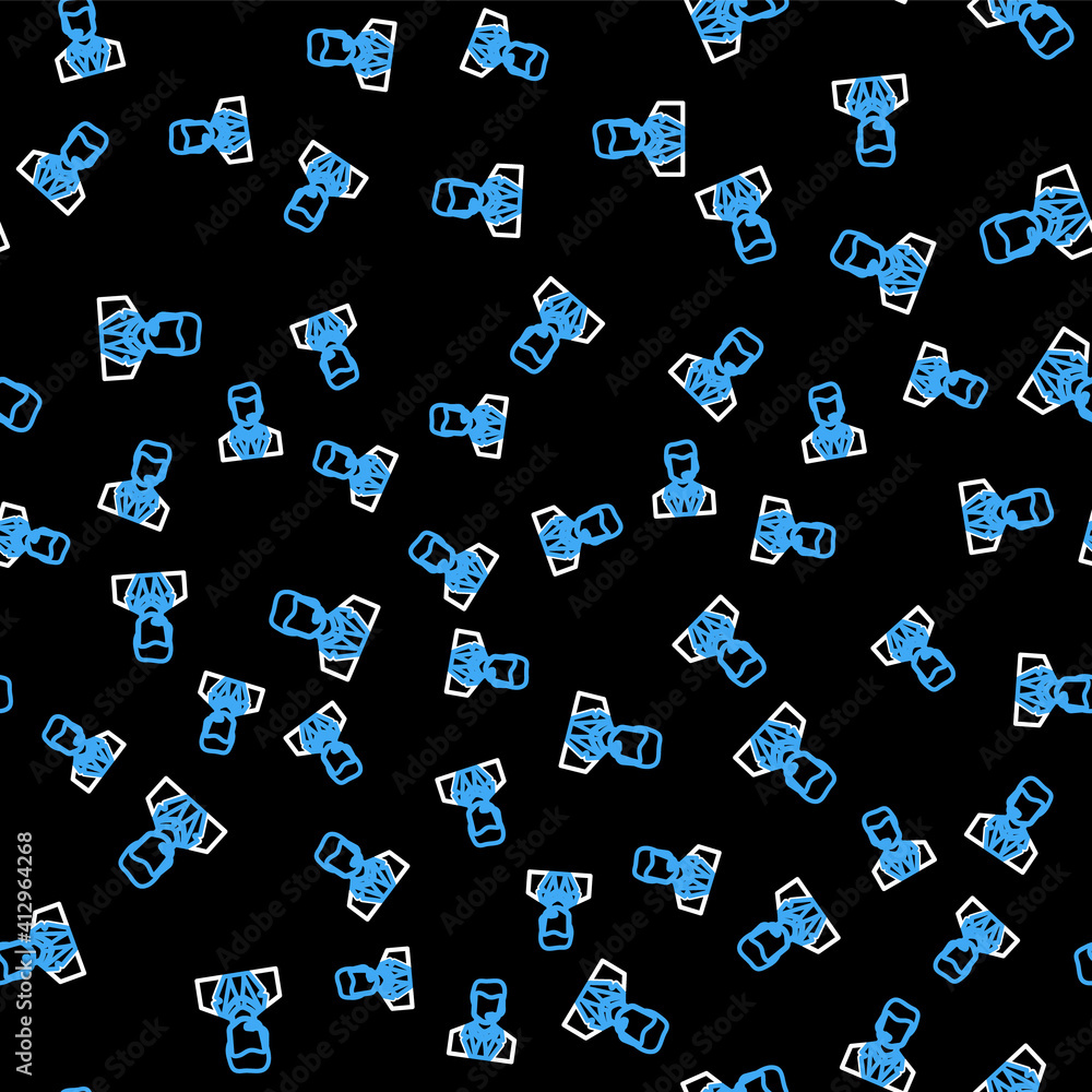Line Man with a headset icon isolated seamless pattern on black background. Support operator in touch. Concept for call center, client support service. Vector. Line Man with a headset icon isolated seamless pattern on black background. Support operator in touch. Concept for call center, client support service. Vector.