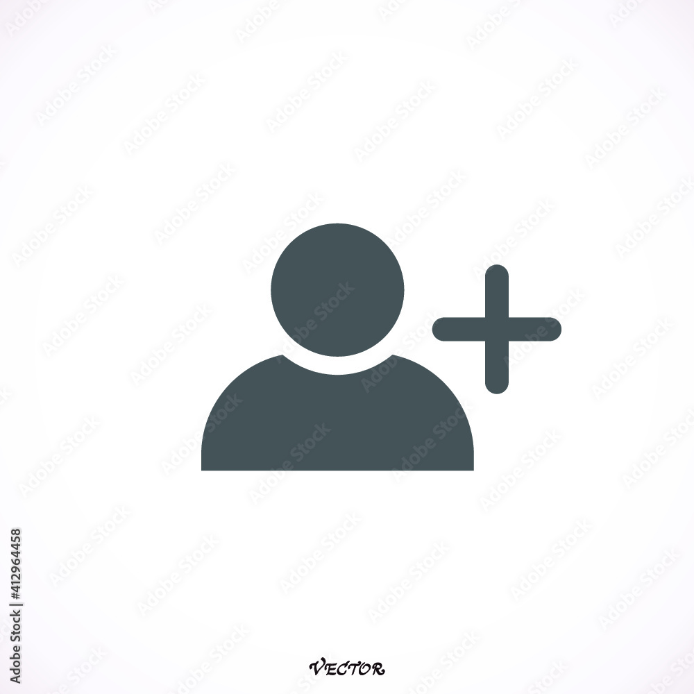 User profile sign web icon with plus glyph. Vector illustration design element User profile sign web icon with plus glyph. Vector illustration design element