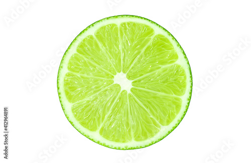 Lime cut  isolated on a white background with clipping path, element of packaging design.