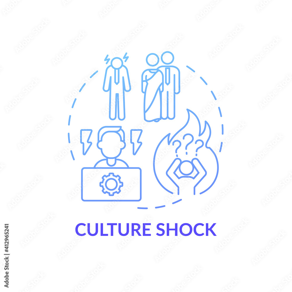 Emotional discomfort and disorientation concept icon. Conflict of old and new cultural norms idea thin line illustration. Vector isolated outline RGB color drawing Emotional discomfort and disorientation concept icon. Conflict of old and new cultural norms idea thin line illustration. Vector isolated outline RGB color drawing
