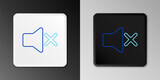 Line Speaker mute icon isolated on grey background. No sound icon. Volume Off symbol. Colorful outline concept. Vector.