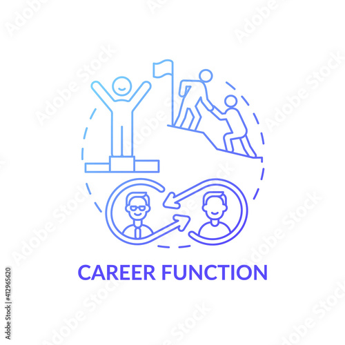 Exchanging information of co-workers concept icon. Career function idea thin line illustration. Career ladder of teamwork. Vector isolated outline RGB color drawing