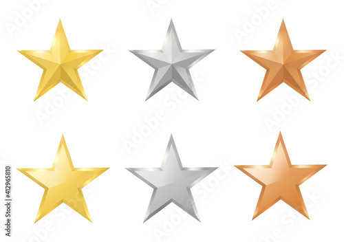 Set of vector gold, silver and bronze stars