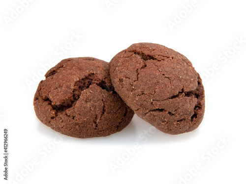 Yummy cocoa chocolate cookies isolated on the white background