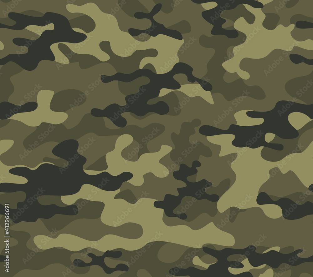 Fototapeta premium Khaki vector camouflage trendy street seamless pattern on textiles.